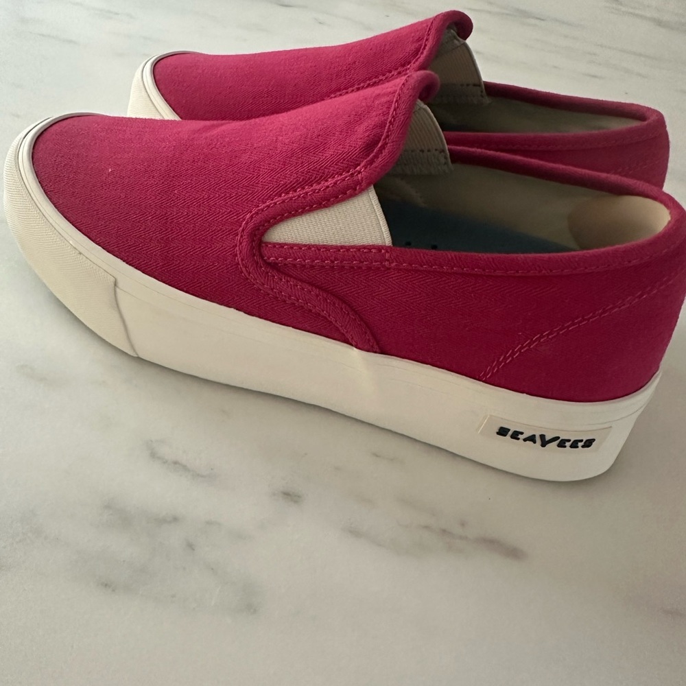 SeaVees Red Platform Slip-On Sneakers